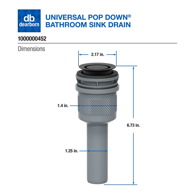 Dearborn 1000000452 Universal Pop Down® Sink Drain - Matte Black - Edmondson Supply