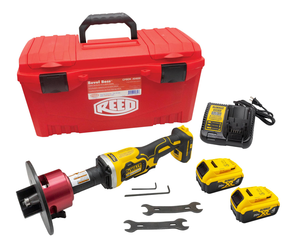 Reed Mfg CPBDK Bevel Boss™ Cordless Pipe Beveler Kit, DeWalt® - Edmondson Supply