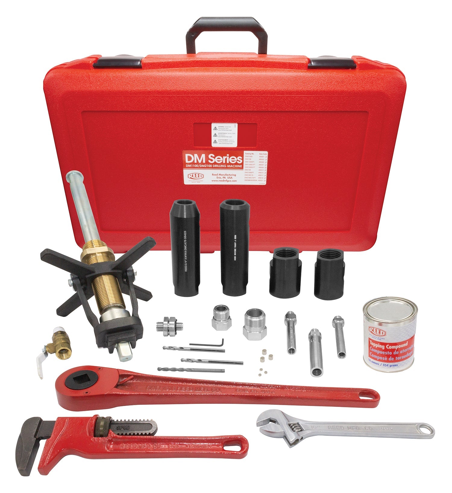Reed Mfg DM2100NPT 3/4" - 2" Drilling Machine Kit, NPT Corp Stops - Edmondson Supply