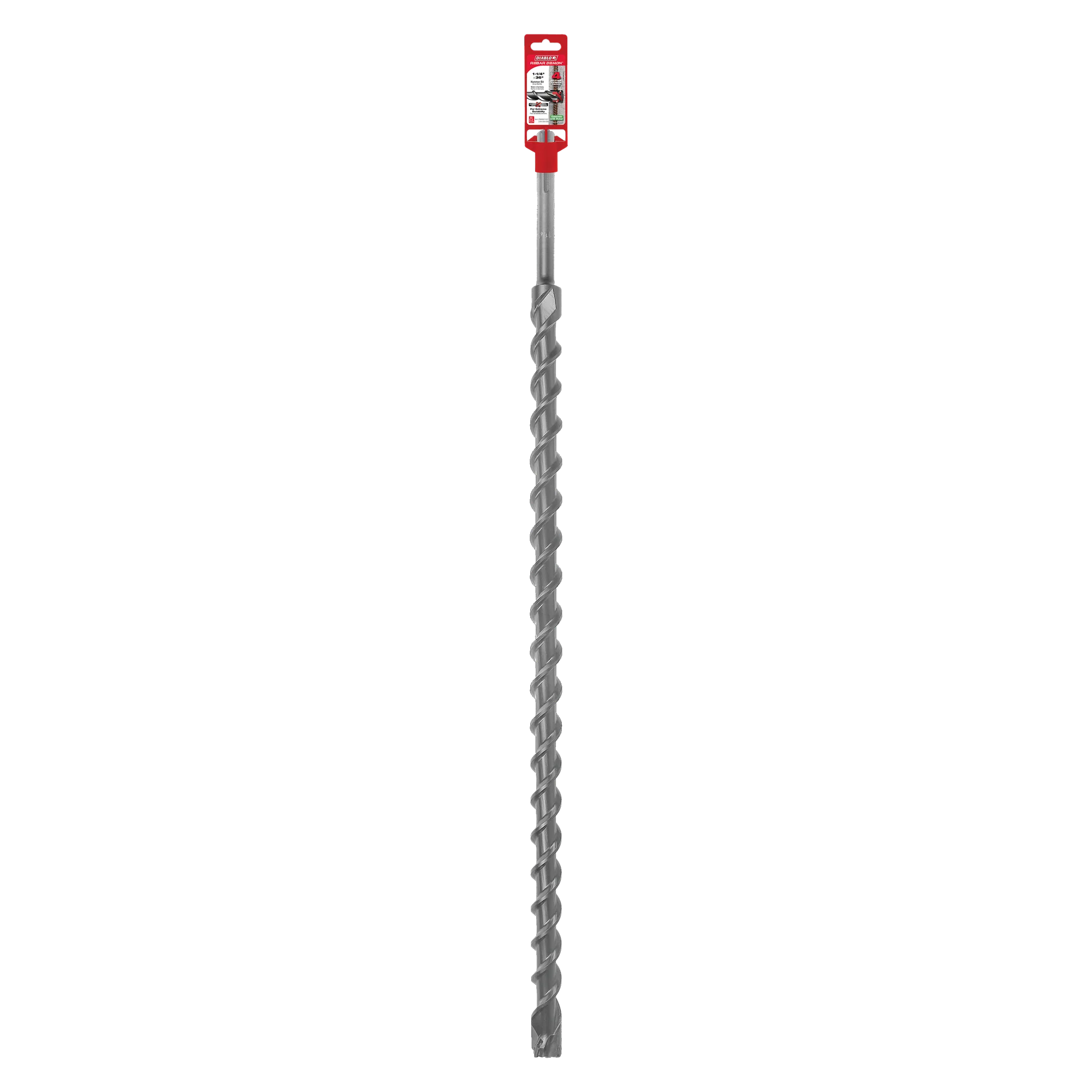 Diablo Tools DMAMX1320 1-1/4" x 31" x 36" Rebar Demon™ SDS-Max 4-Cutter Full Carbide Head Hammer Drill Bit - Edmondson Supply