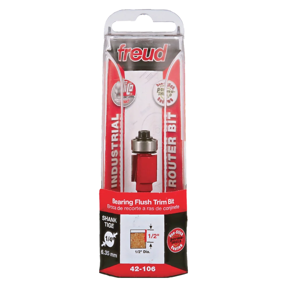 Freud 42-106 1/2" Bearing Flush Trim Bit (Carbide Height: 1/2") - Edmondson Supply