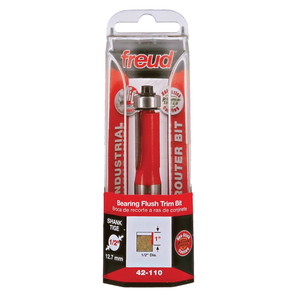 Freud 42-110 1/2" Bearing Flush Trim Bit (Carbide Height: 1", Shank Dia. 1/2") - Edmondson Supply