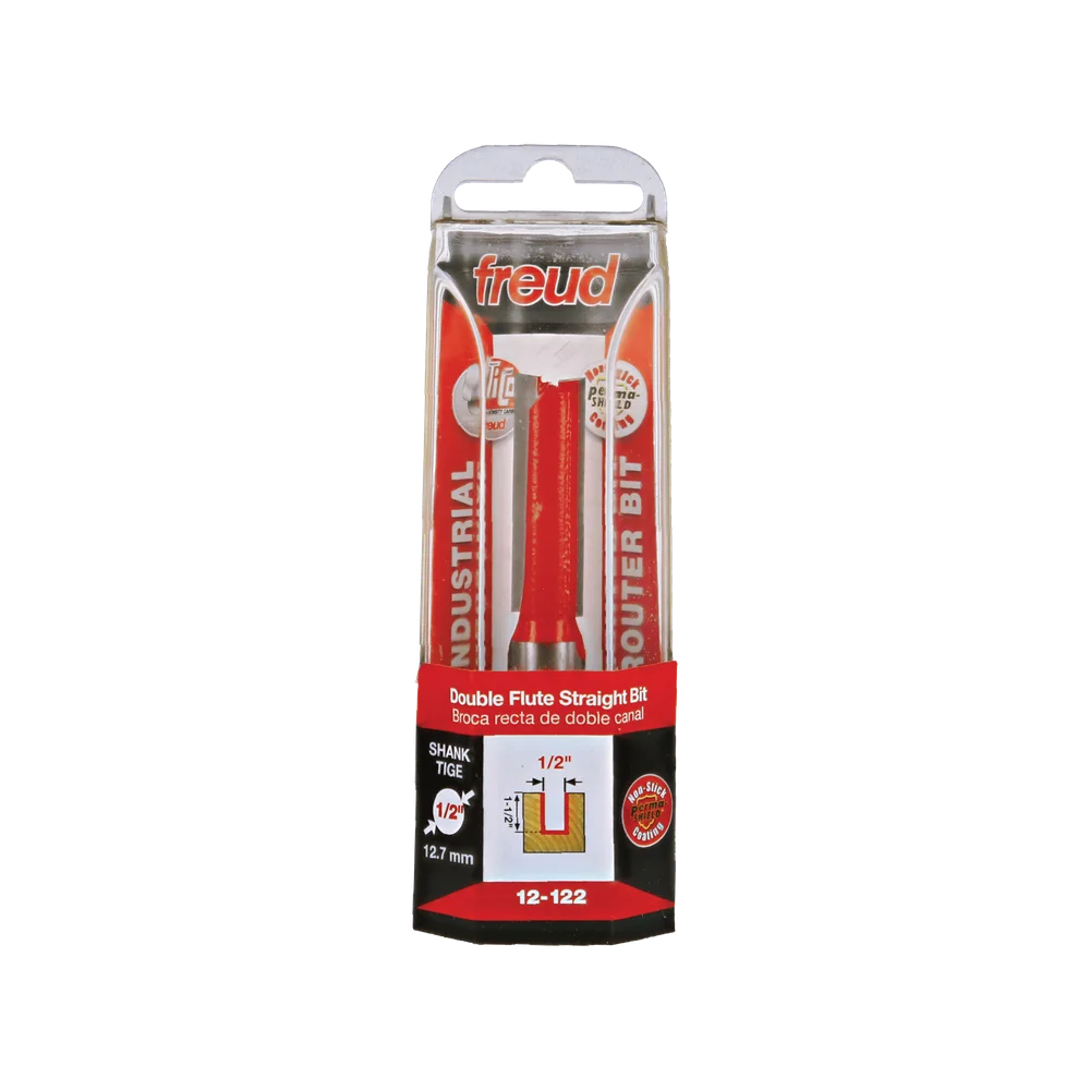 Freud 12-122 1/2" Double Flute Straight Bit (Carbide Height 1-1/2") - Edmondson Supply
