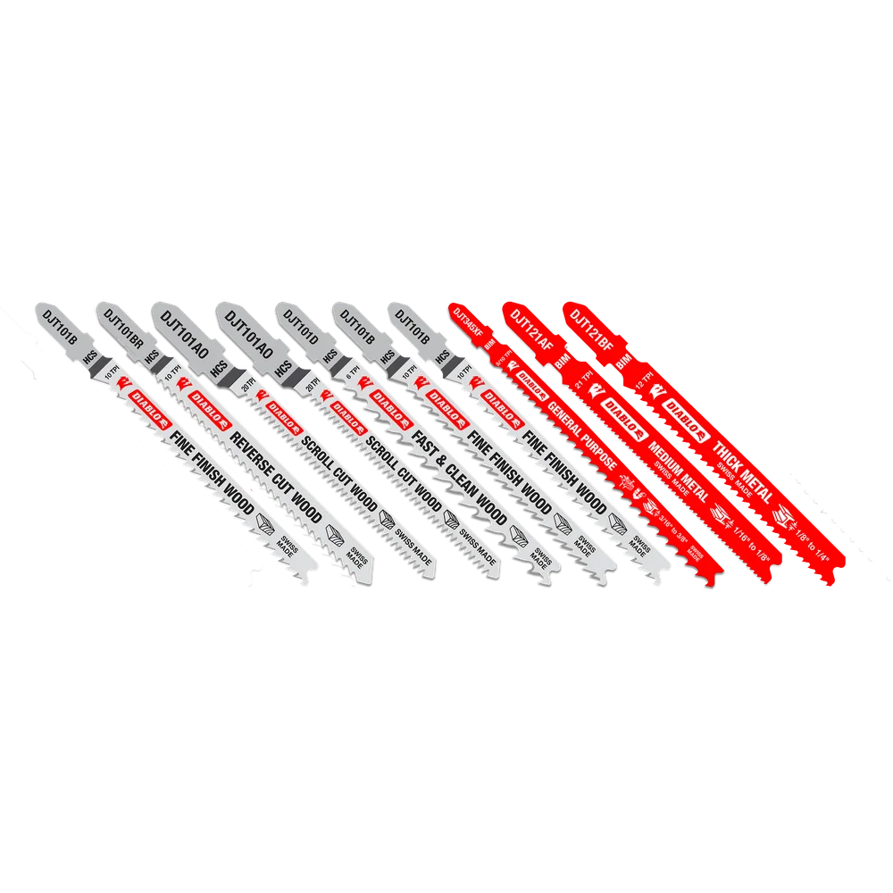 Diablo Tools DJT10S 10 pc T-Shank Jig Saw Blade Set for Wood & Metal - Edmondson Supply
