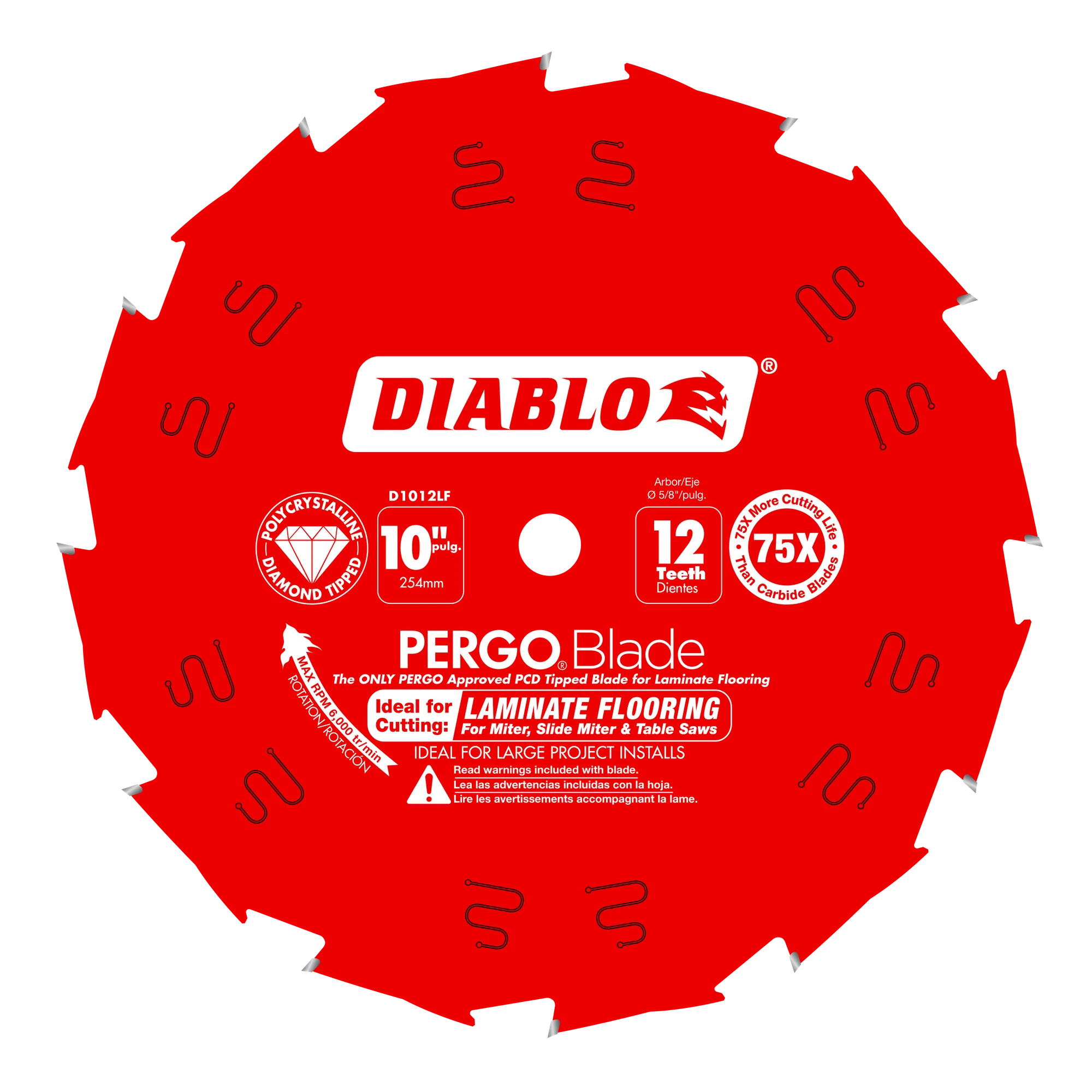 Diablo Tools D1012LF 10" x 12-Teeth PergoBlade™ Saw Blade for Laminate and Wood Flooring - Edmondson Supply