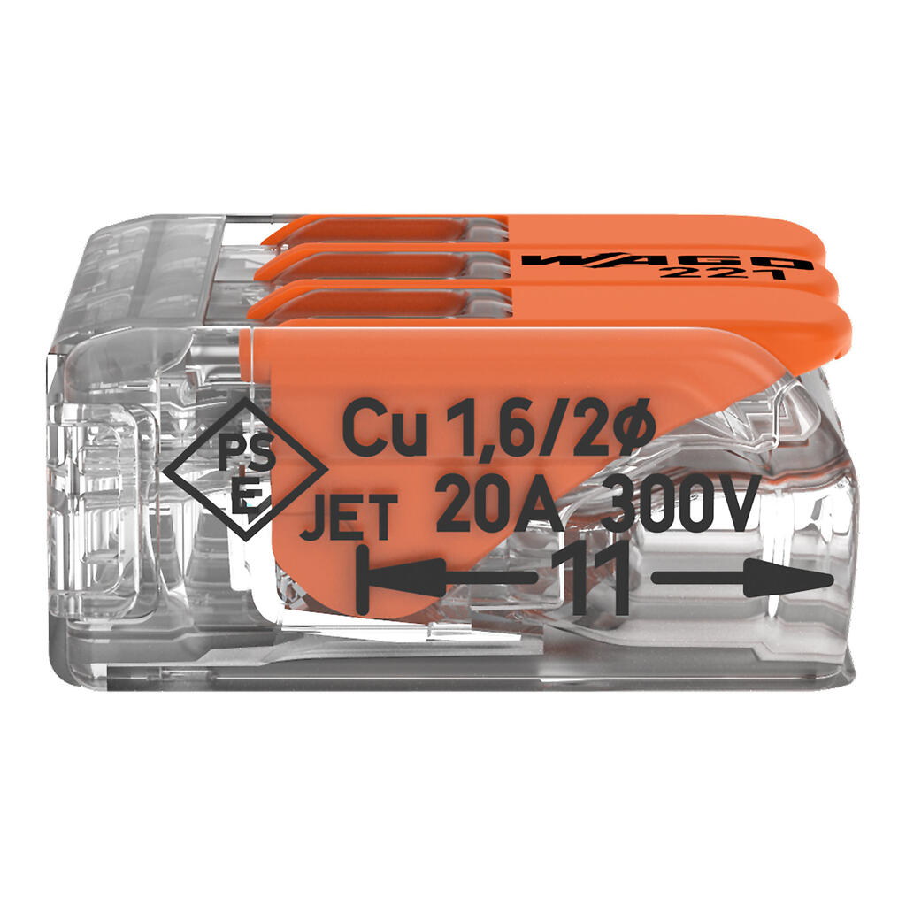 Wago 221-413 Compact Splicing Connector 3-Conductor Terminal Block - Edmondson Supply