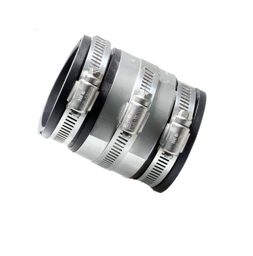 Fernco 1056-150RC 1.5" x 1.5" Strong Back PVC Shielded Coupling (Connects Cast Iron and PVC) - Edmondson Supply