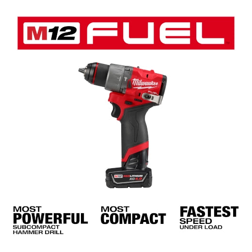 Milwaukee 3404-22 M12 FUEL™ 1/2" Hammer Drill/Driver Kit - Edmondson Supply