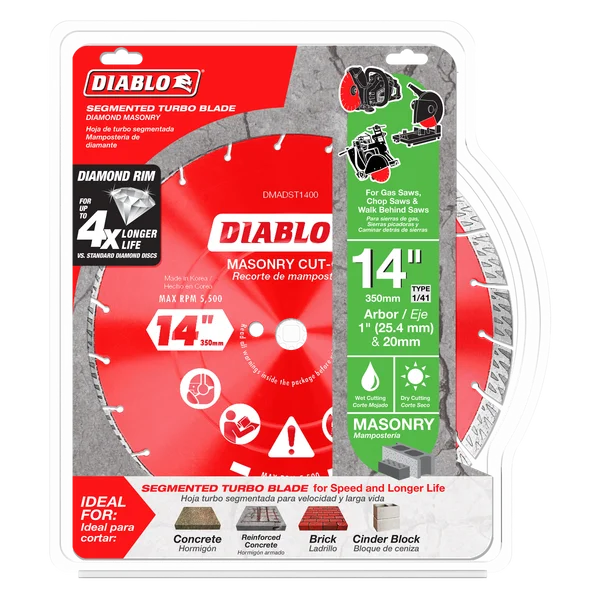 Diablo Tools DMADST1400 14" Diamond Segmented Turbo Masonry Cut-Off Blade - Edmondson Supply