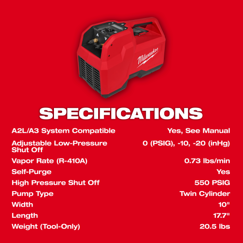 Milwaukee 2938-21 M18™ Brushless Refrigerant Recovery Machine - Edmondson Supply