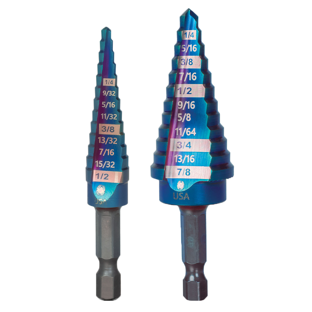 SPYDER 19025 Mach-Blue 1/8”-1/2” & 3/16”-7/8” Step Bit Set