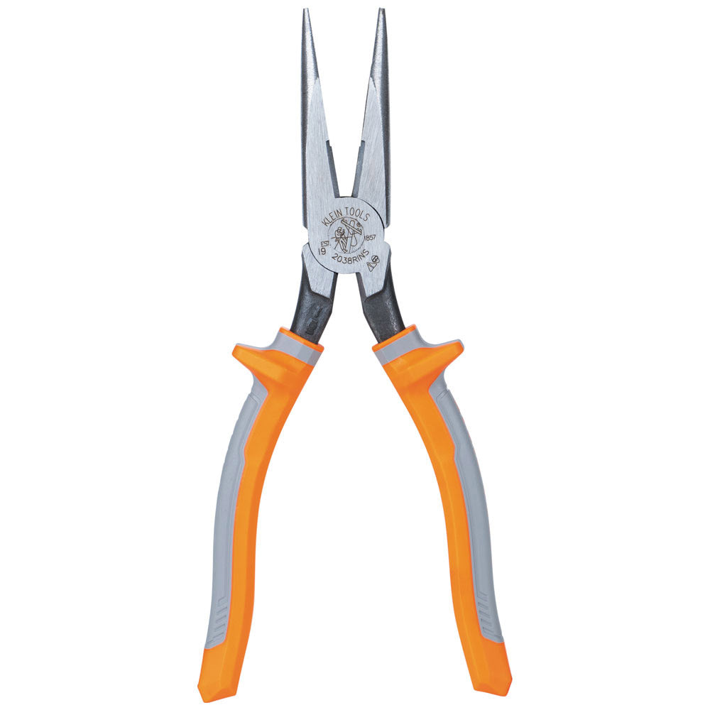 Klein Tools 2038RINS Pliers, Long Nose Side-Cutters, Insulated, 8-Inch - Edmondson Supply