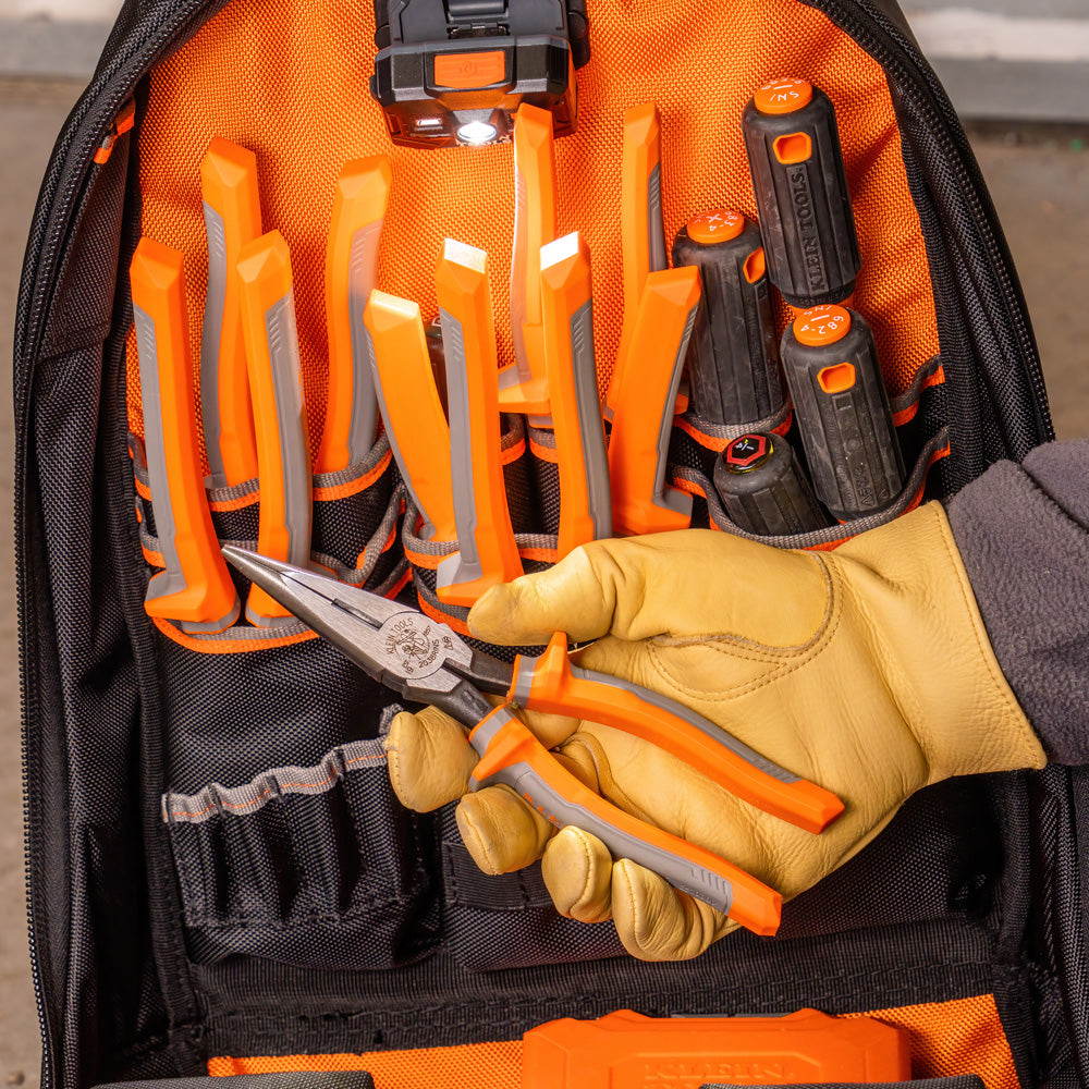 Klein Tools 2038RINS Pliers, Long Nose Side-Cutters, Insulated, 8-Inch - Edmondson Supply