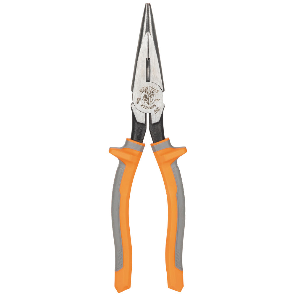 Klein Tools 2038RINS Pliers, Long Nose Side-Cutters, Insulated, 8-Inch - Edmondson Supply