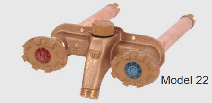 Woodford 22CP-4-MH Model 22 Freezeless Hot and Cold Wall Faucet, 1/2" MPT x 1/2" Sweat, 4-Inch, Metal Handle, Horizontal Mount - Edmondson Supply