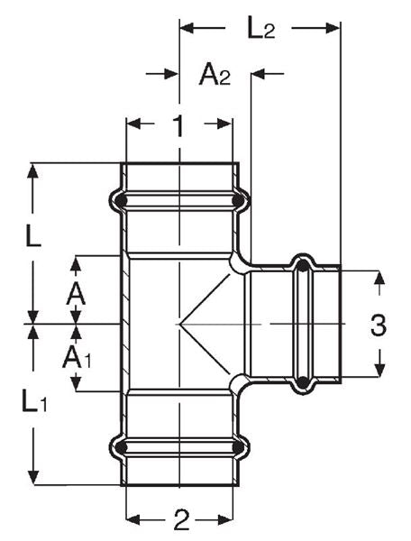 Viega 77437 1" x 1" x 3/4" ProPress Copper Tee