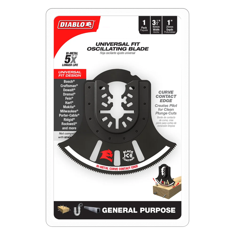 Diablo Tools DOU350RBGP 3-1/2 in. Universal Fit Bi-Metal Oscillating Blade for General Purpose Cuts - Edmondson Supply