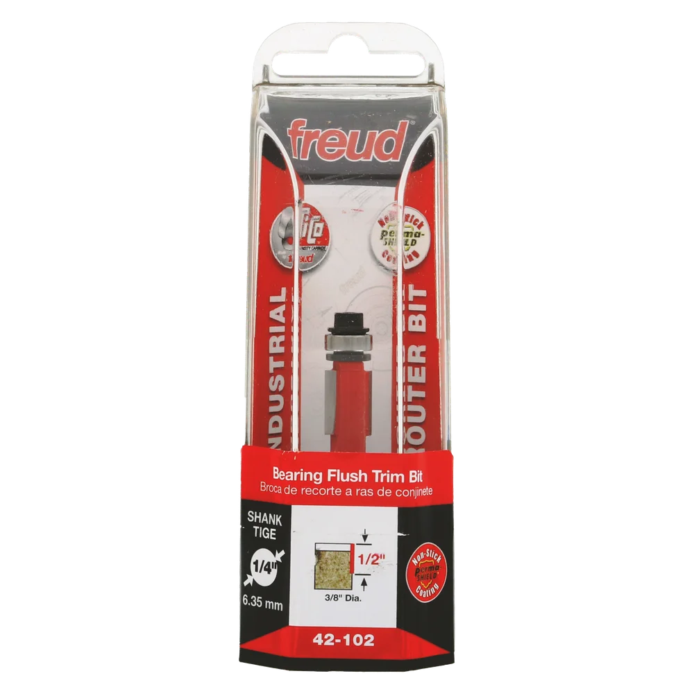Freud 42-102 3/8" Bearing Flush Trim Bit (Carbide Height: 1/2") - Edmondson Supply