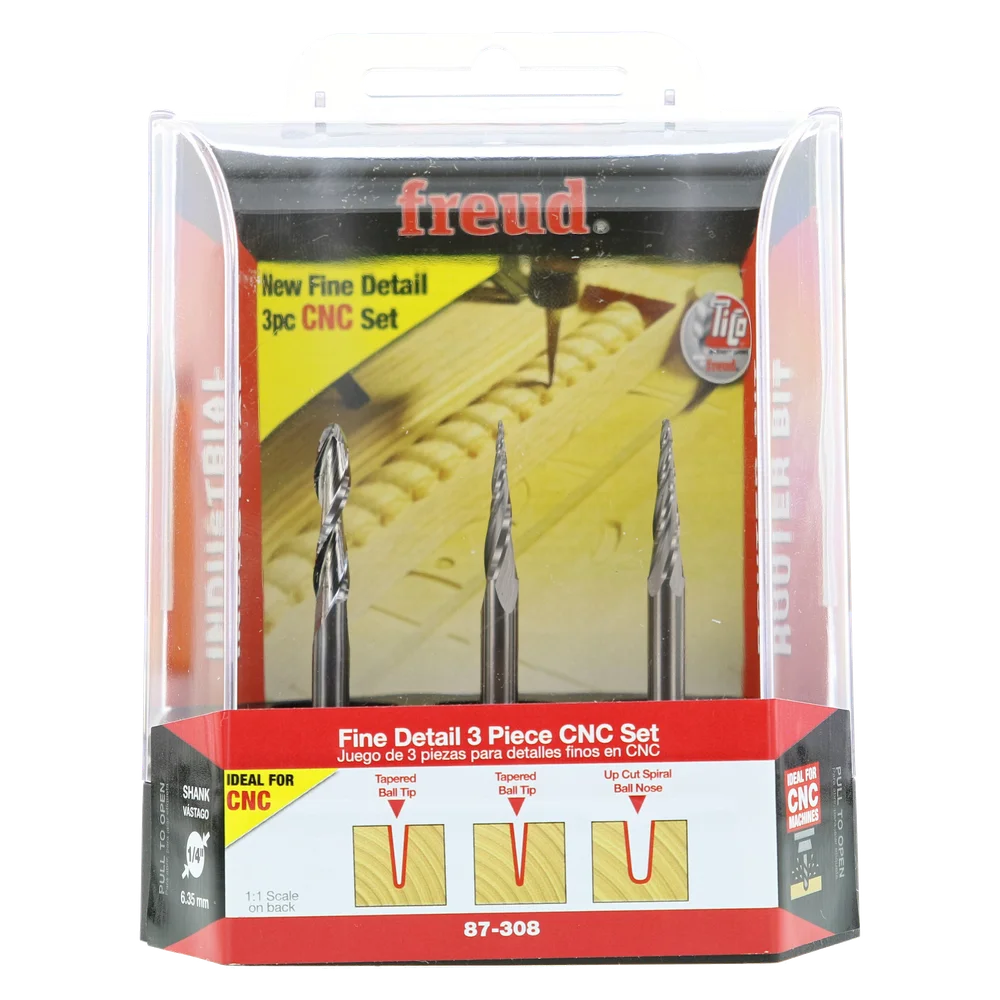 Freud 87-308 3-Piece CNC Fine Detail Router Bit Set - Edmondson Supply
