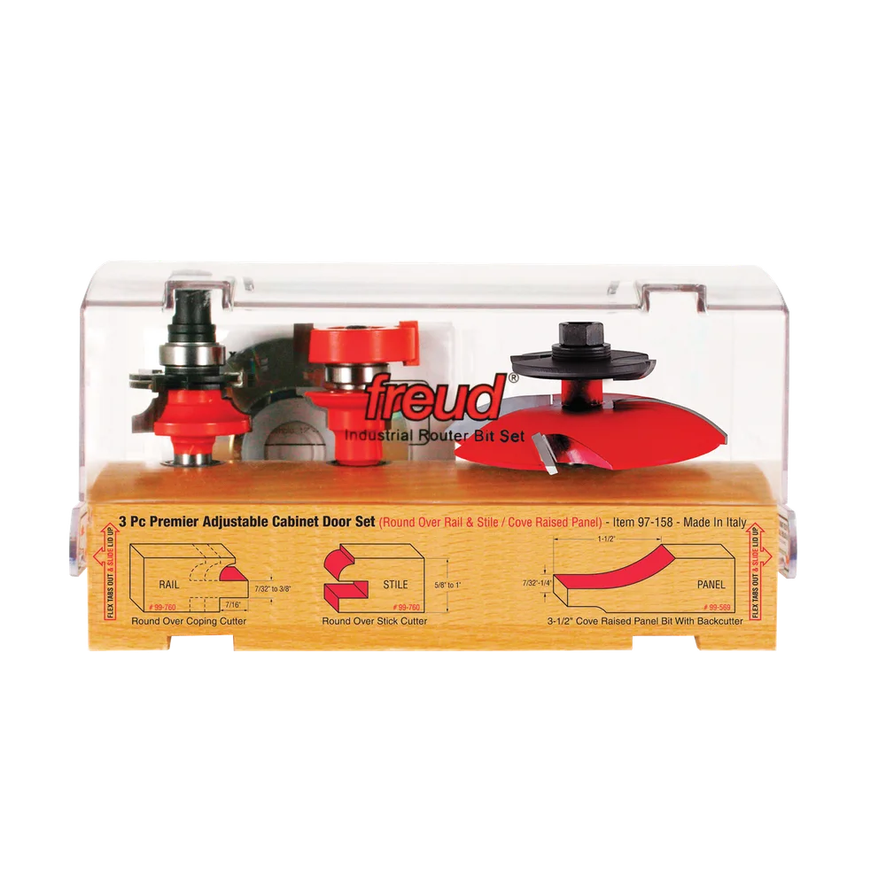 Freud 97-158 3 Piece Premier Adjustable Cabinet Bit Set - Edmondson Supply