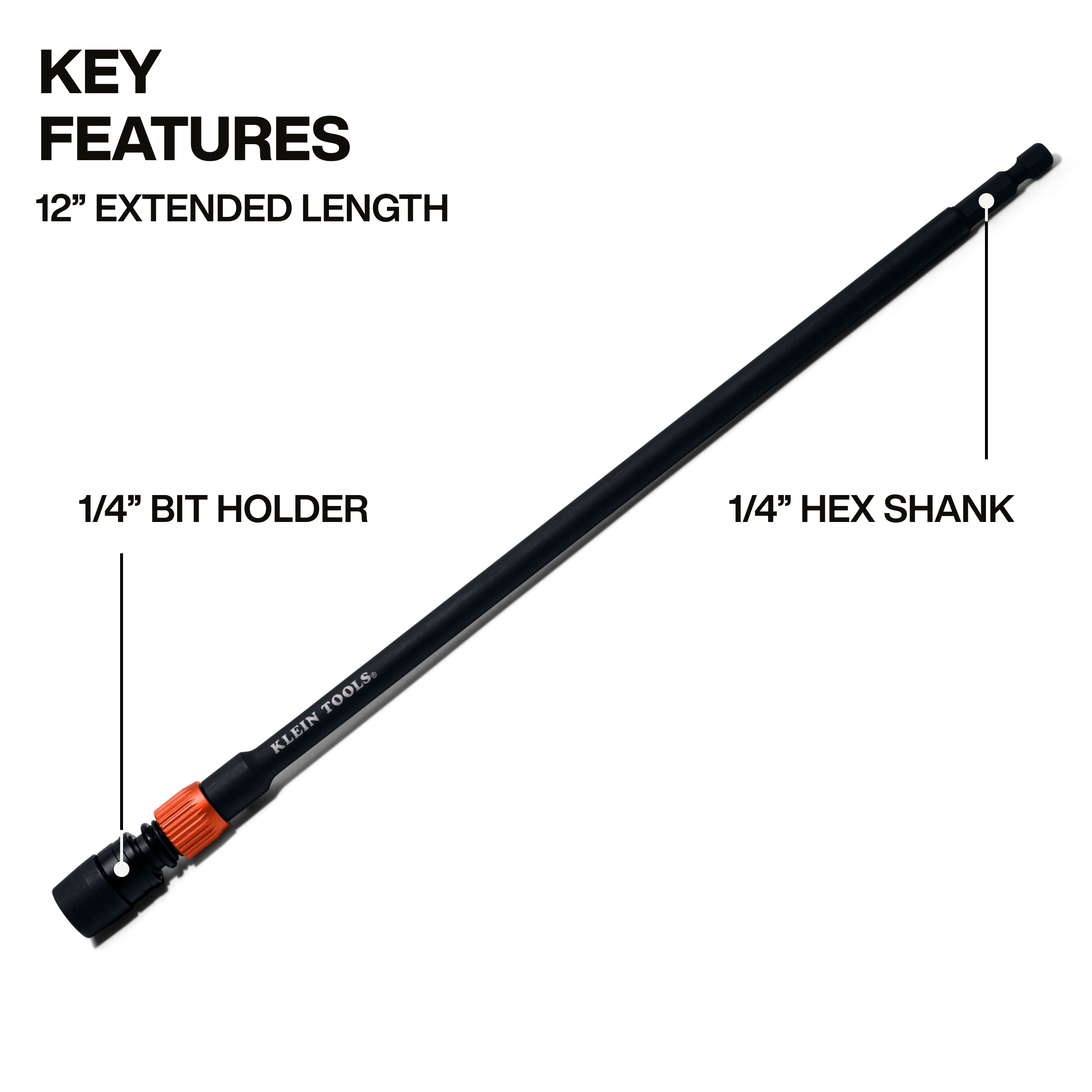 Klein Tools 31089 12-Inch Dual-Lock Impact Extension - Edmondson Supply
