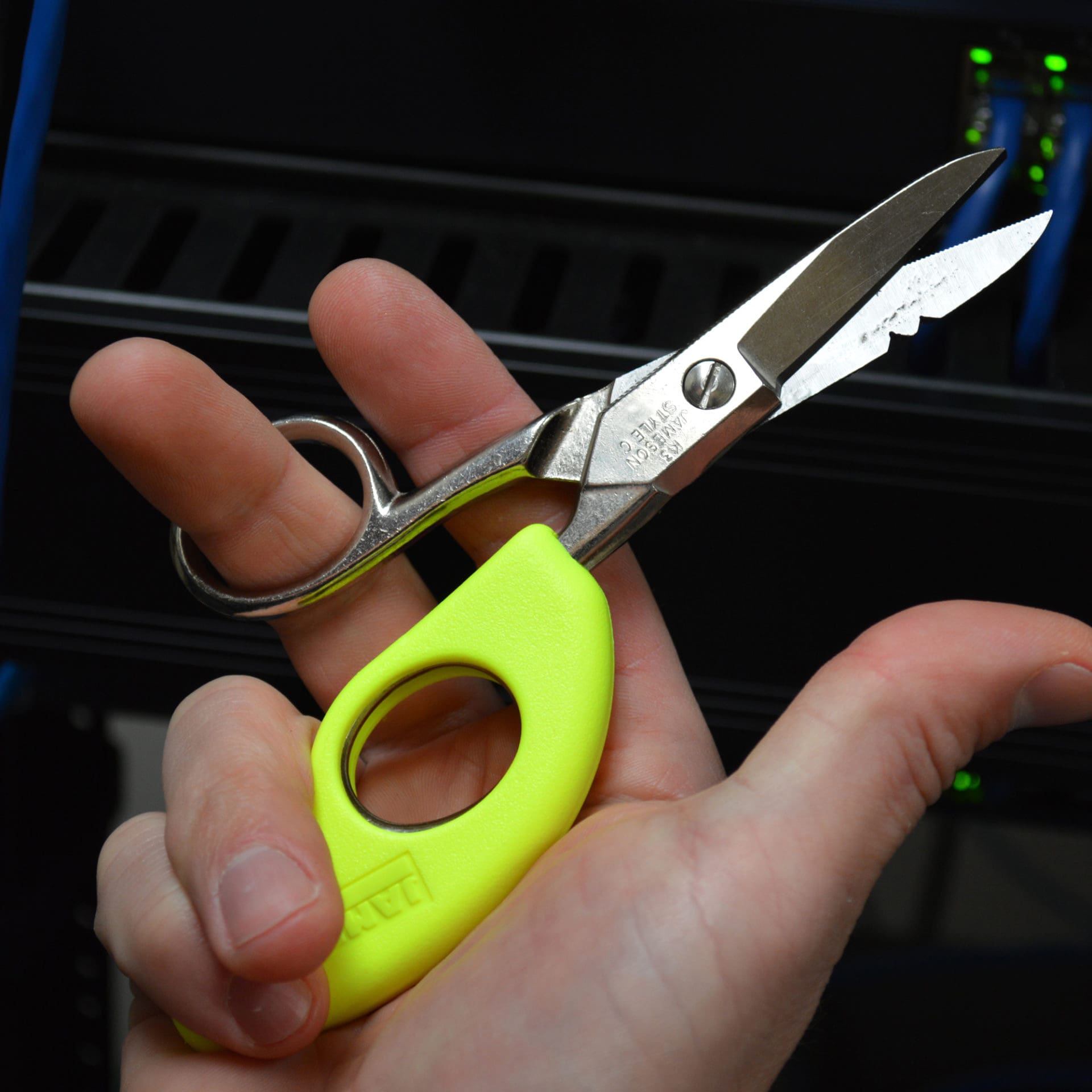 Jameson Tools 32-41NS 5-1/4" Electrician Splicer Scissors with Snip Grip, Notched & Serrated - Edmondson Supply