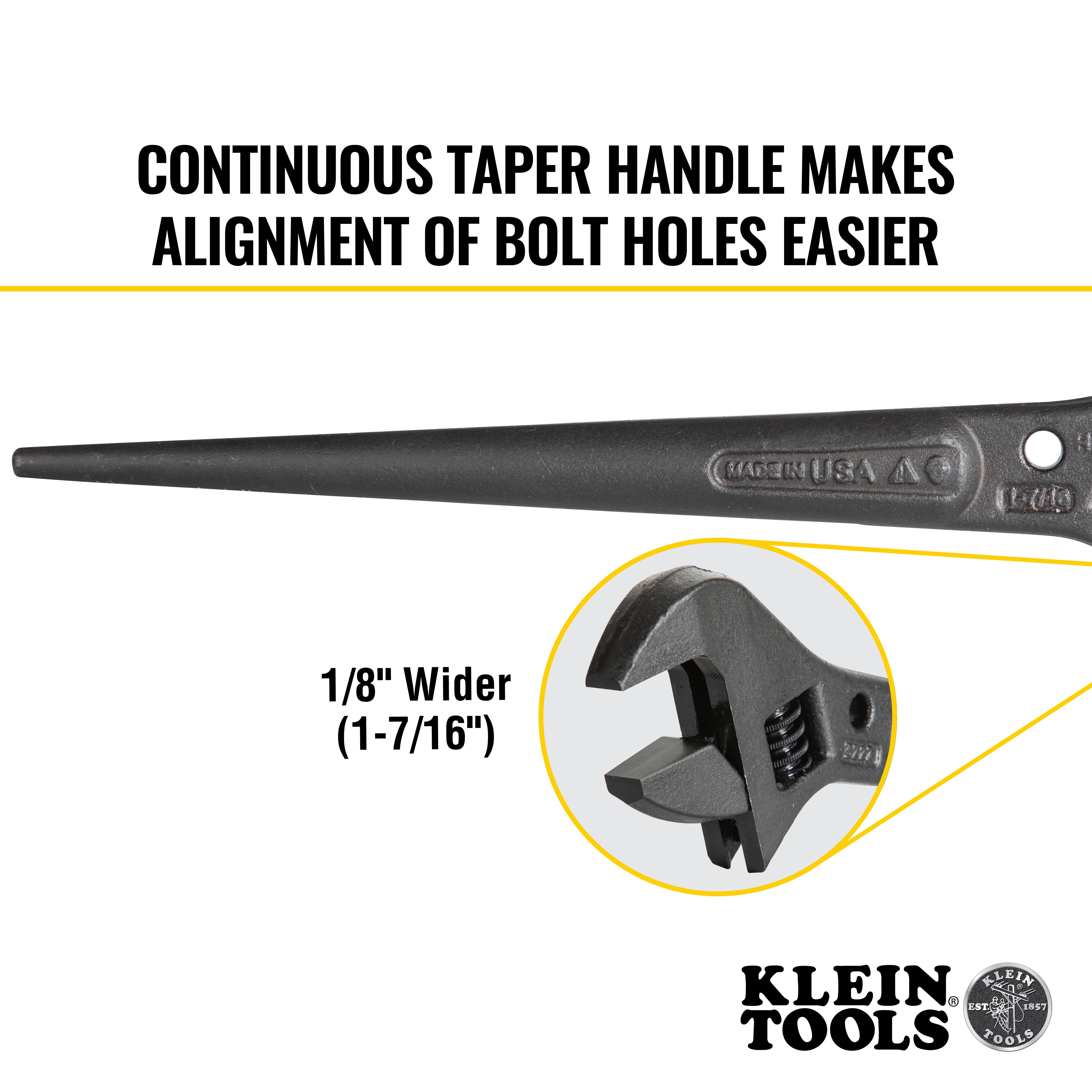 Klein Tools 3227 Adjustable Spud Wrench, 10-Inch, 1-7/16-Inch, Tether Hole - Edmondson Supply