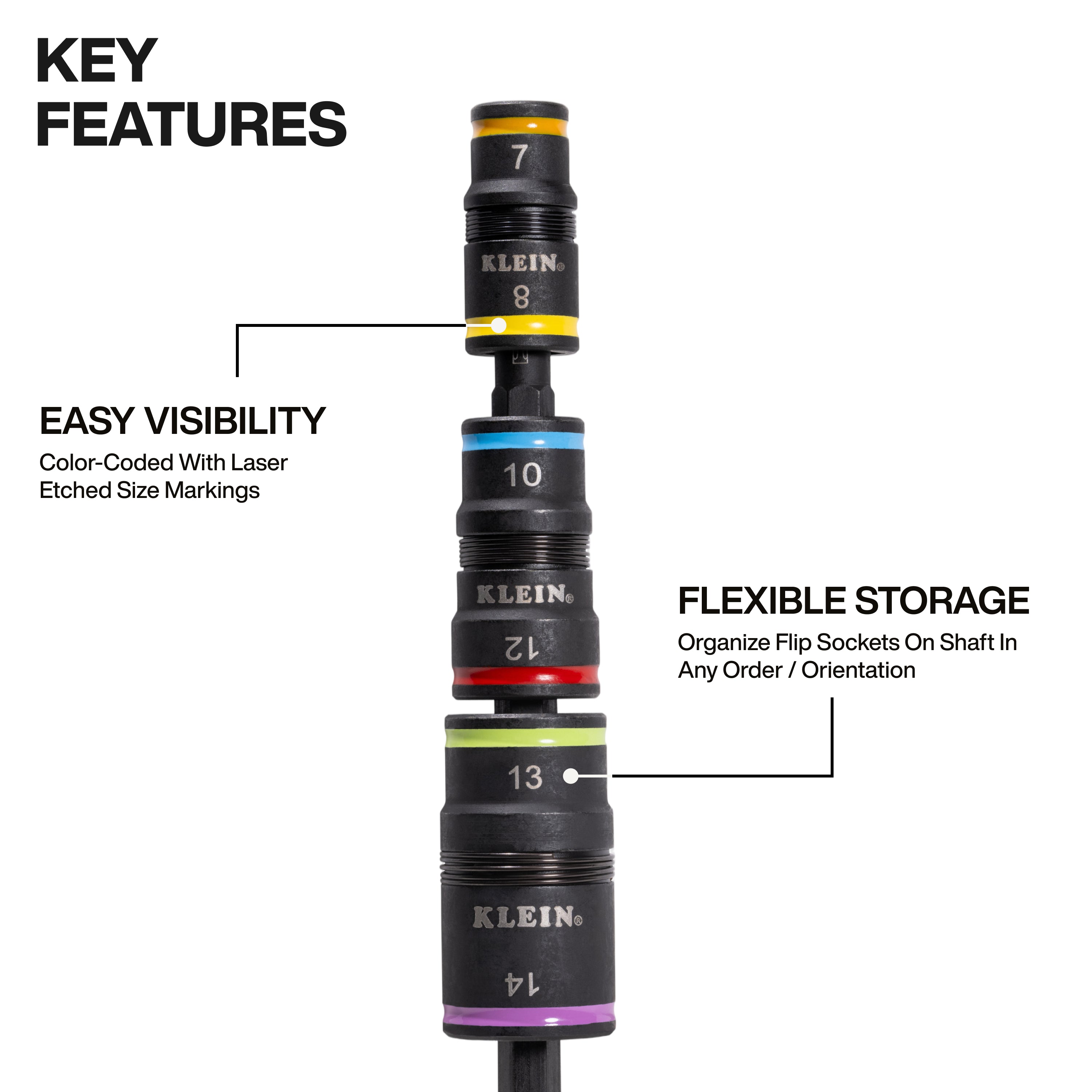 Klein Tools 32933KIT Impact-Rated Flip Socket Set, SAE and Metric - Edmondson Supply
