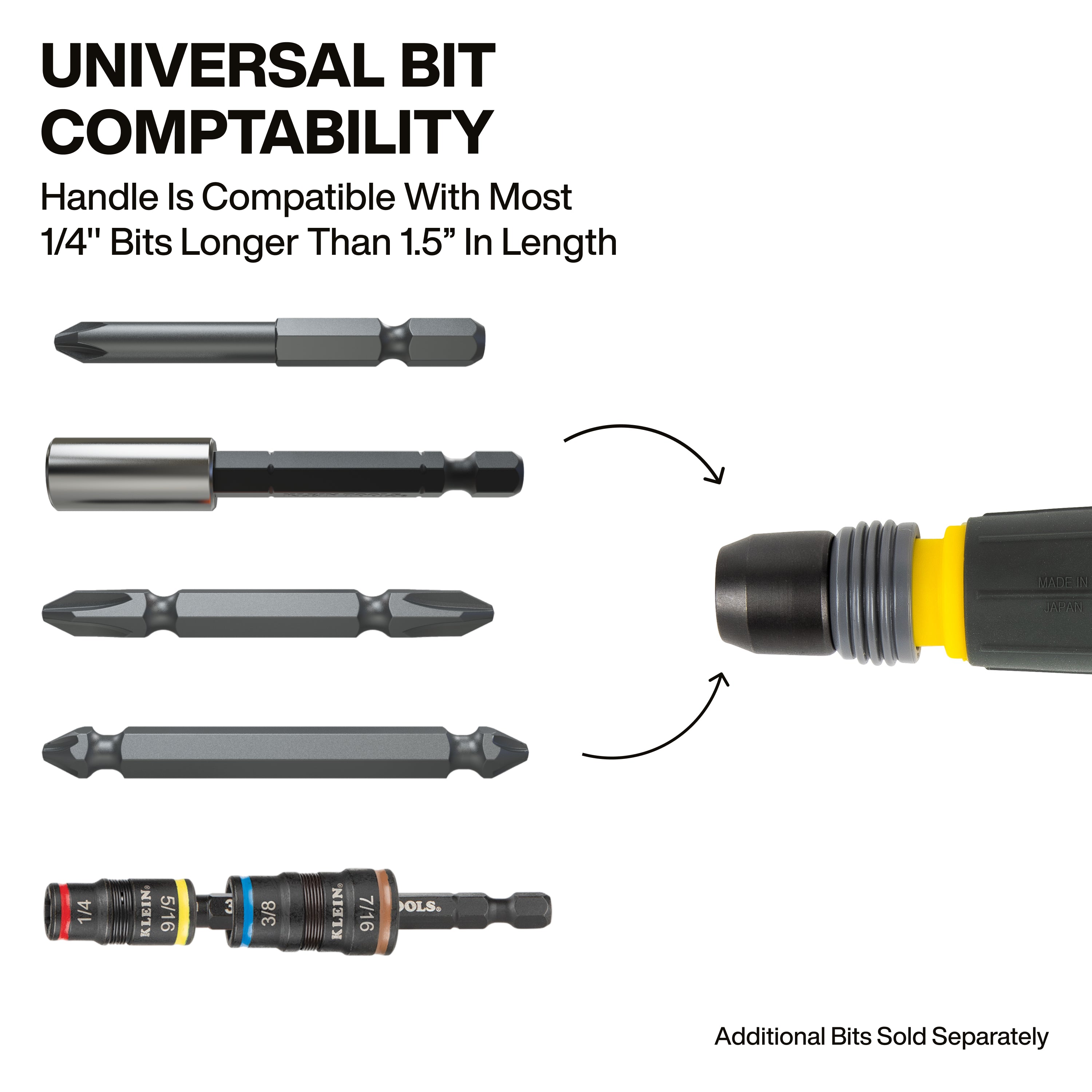 Klein Tools 32960A Fastbit Tru-Grip Screwdriver, Phillips, Slotted Bits - Edmondson Supply