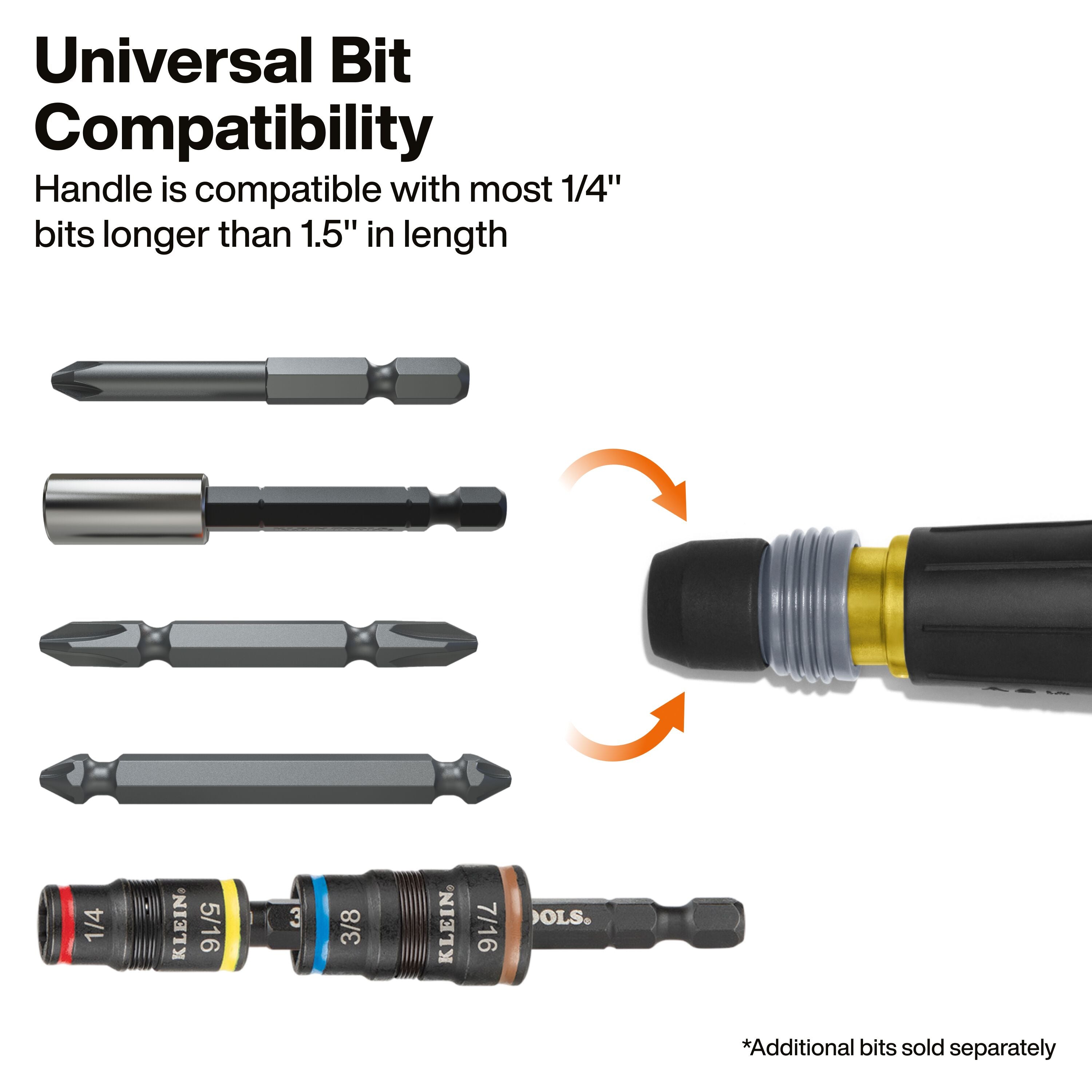 Klein Tools 32960ARCHT Ratcheting Fastbit Tru-Grip Screwdriver, Phillips, Slotted Bits - Edmondson Supply