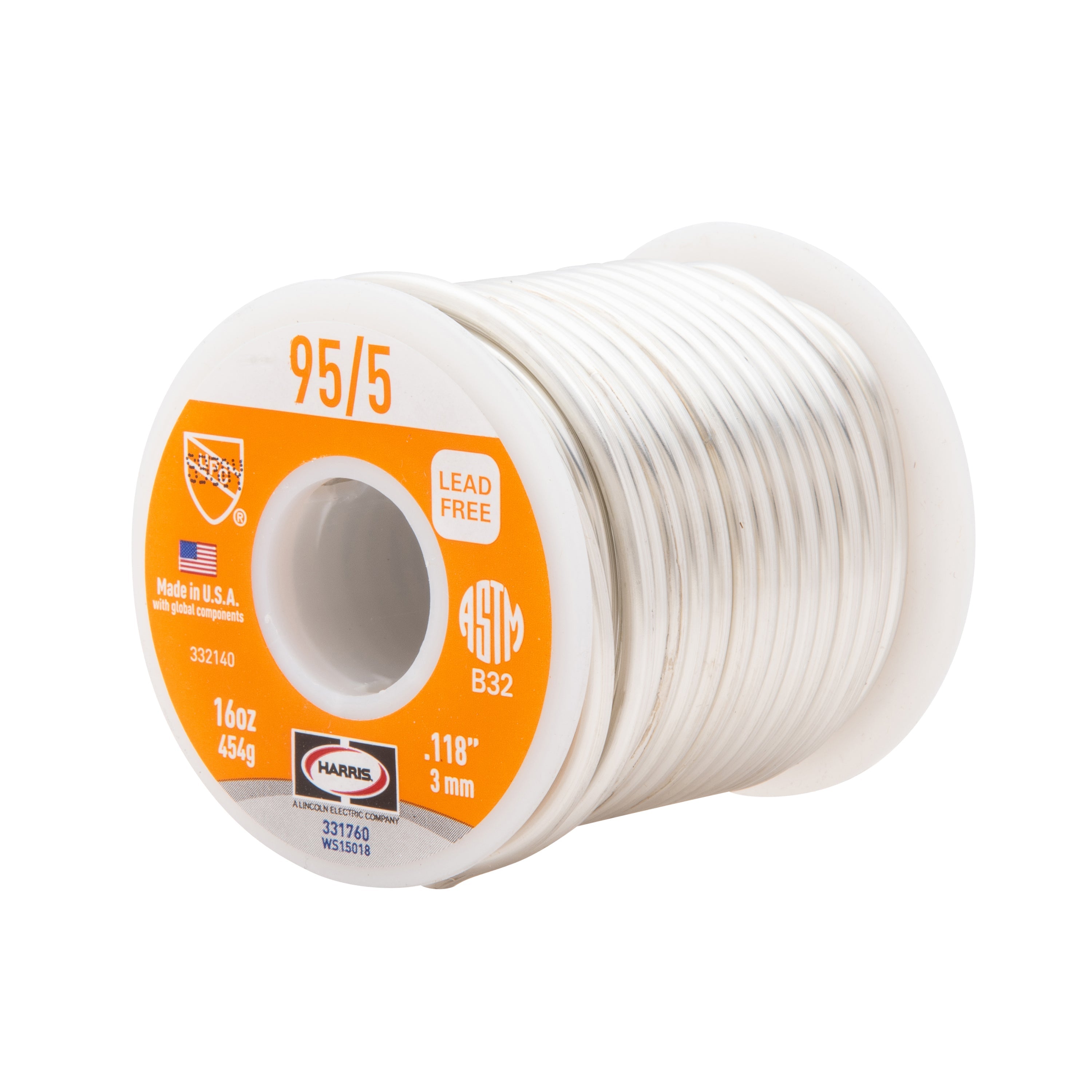 Harris 331760 95/5 Lead-Free Solid Wire Solder, 1 lb Spool - Edmondson Supply