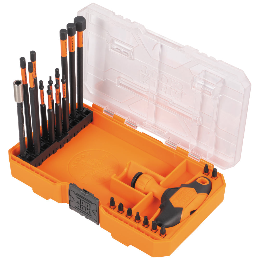 Klein Tools 33804 ProFlex Impact-Rated Interchangeable Ratcheting T-Handle Set, 23-Piece - Edmondson Supply