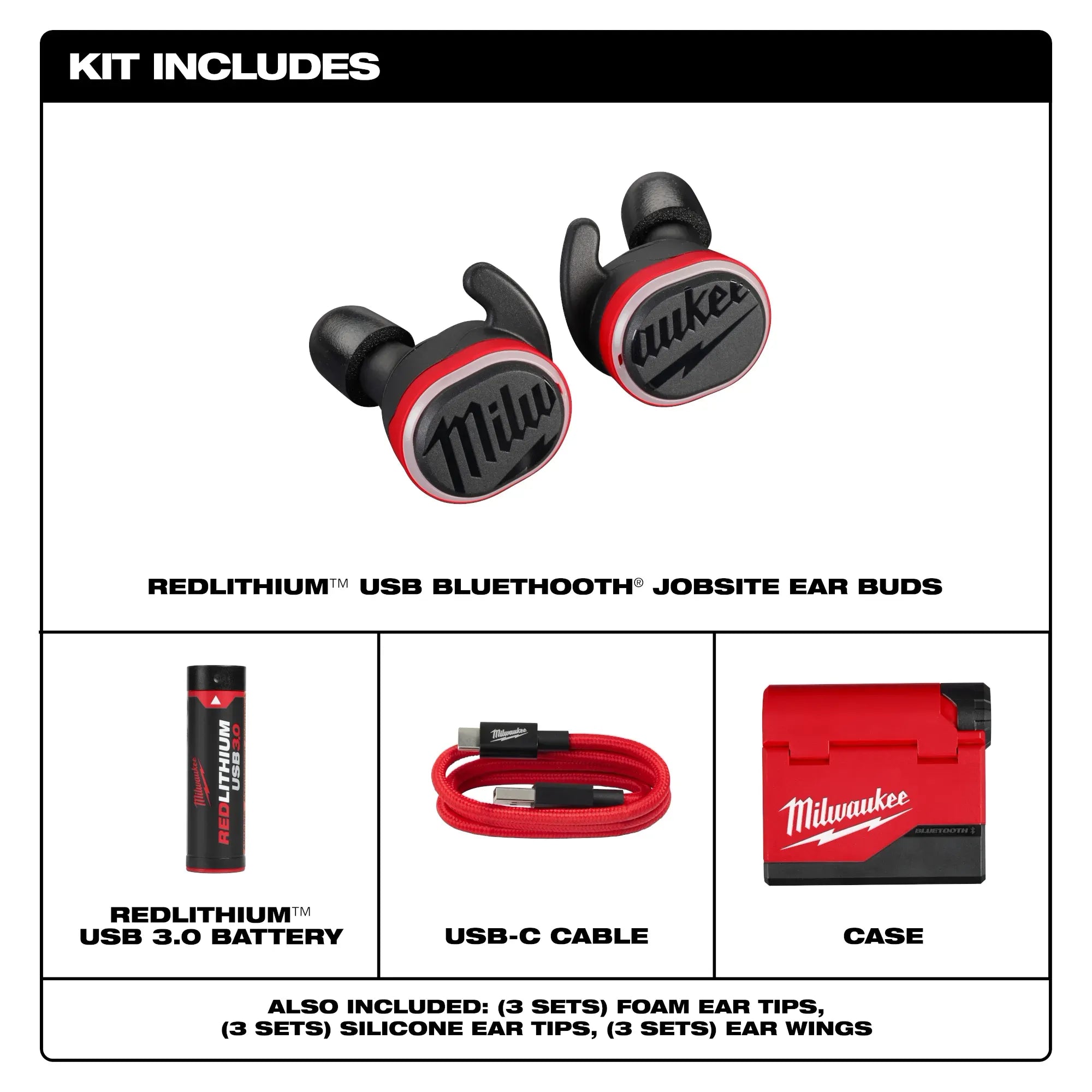 Milwaukee 2191-21 REDLITHIUM™ USB Bluetooth® Jobsite Ear Buds - Edmondson Supply