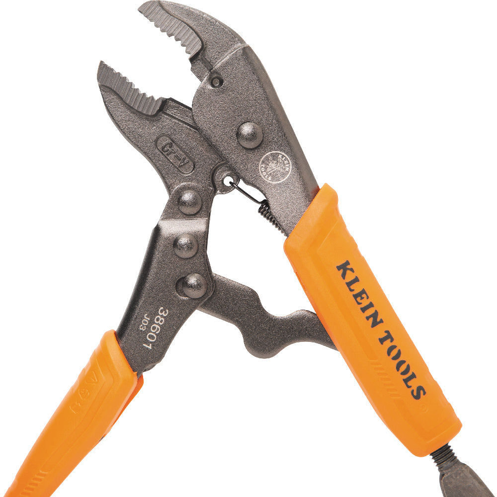 Klein Tools 38665 Locking Pliers, Long Nose 6-Inch, Curved Jaw 7- and 10-Inch, 3-Piece - Edmondson Supply