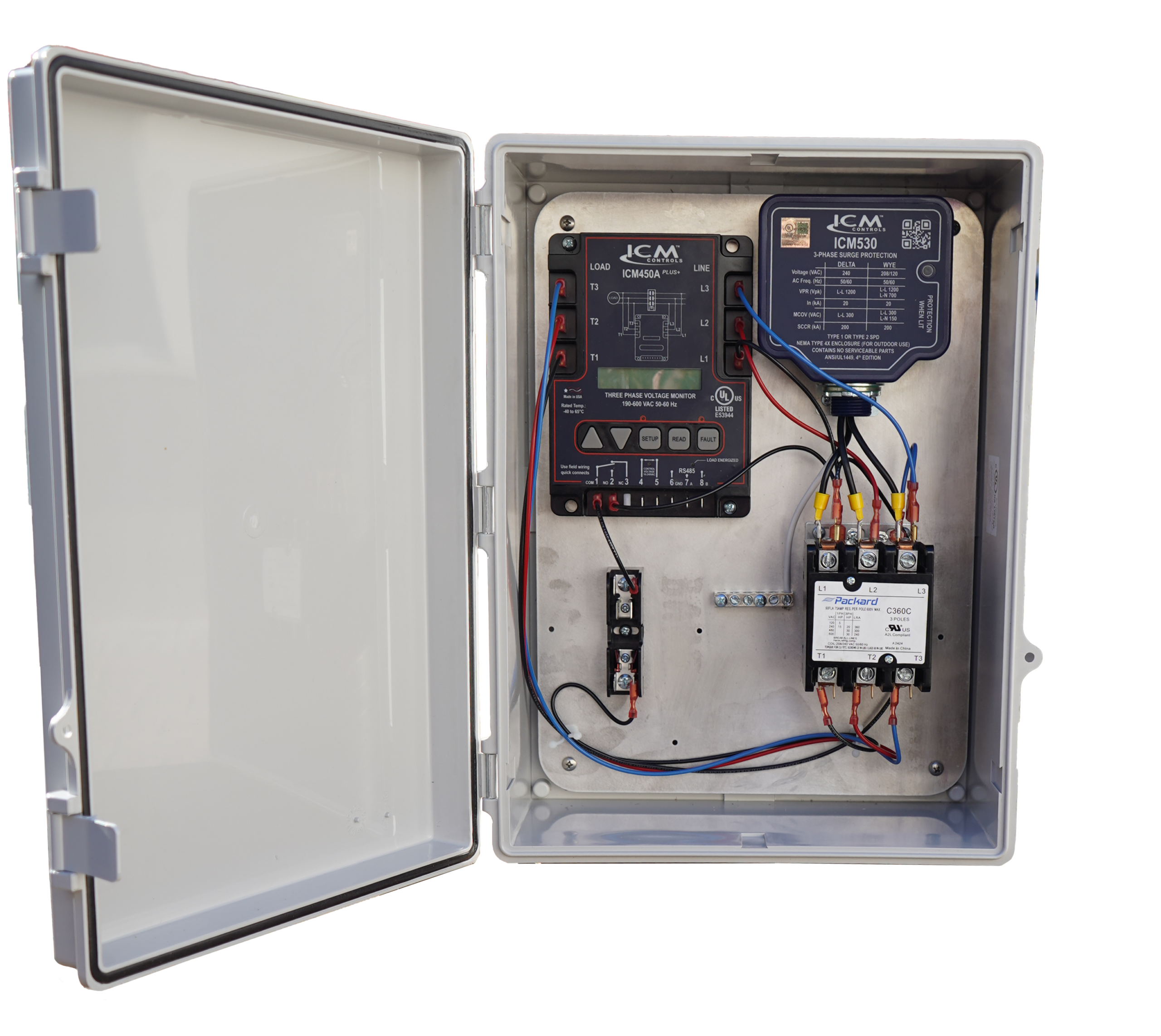 ICM Controls 3VMS-60-208 3-Phase Surge Protection and 3-Phase Voltage Monitor 60A, 208VAC - Edmondson Supply