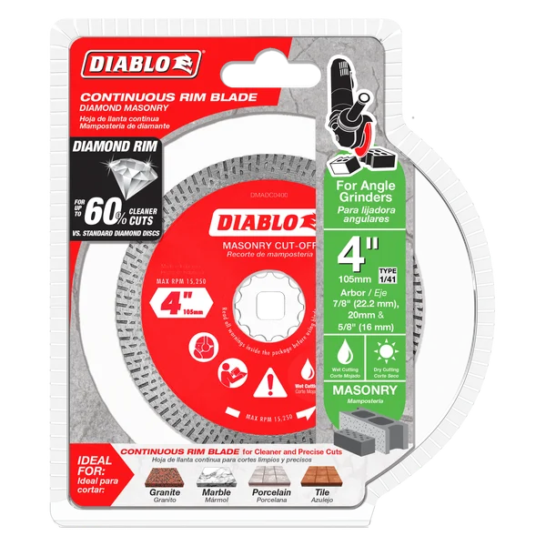 Diablo Tools DMADC0400 4" Diamond Continuous Rim Masonry Cut-Off Disc - Edmondson Supply