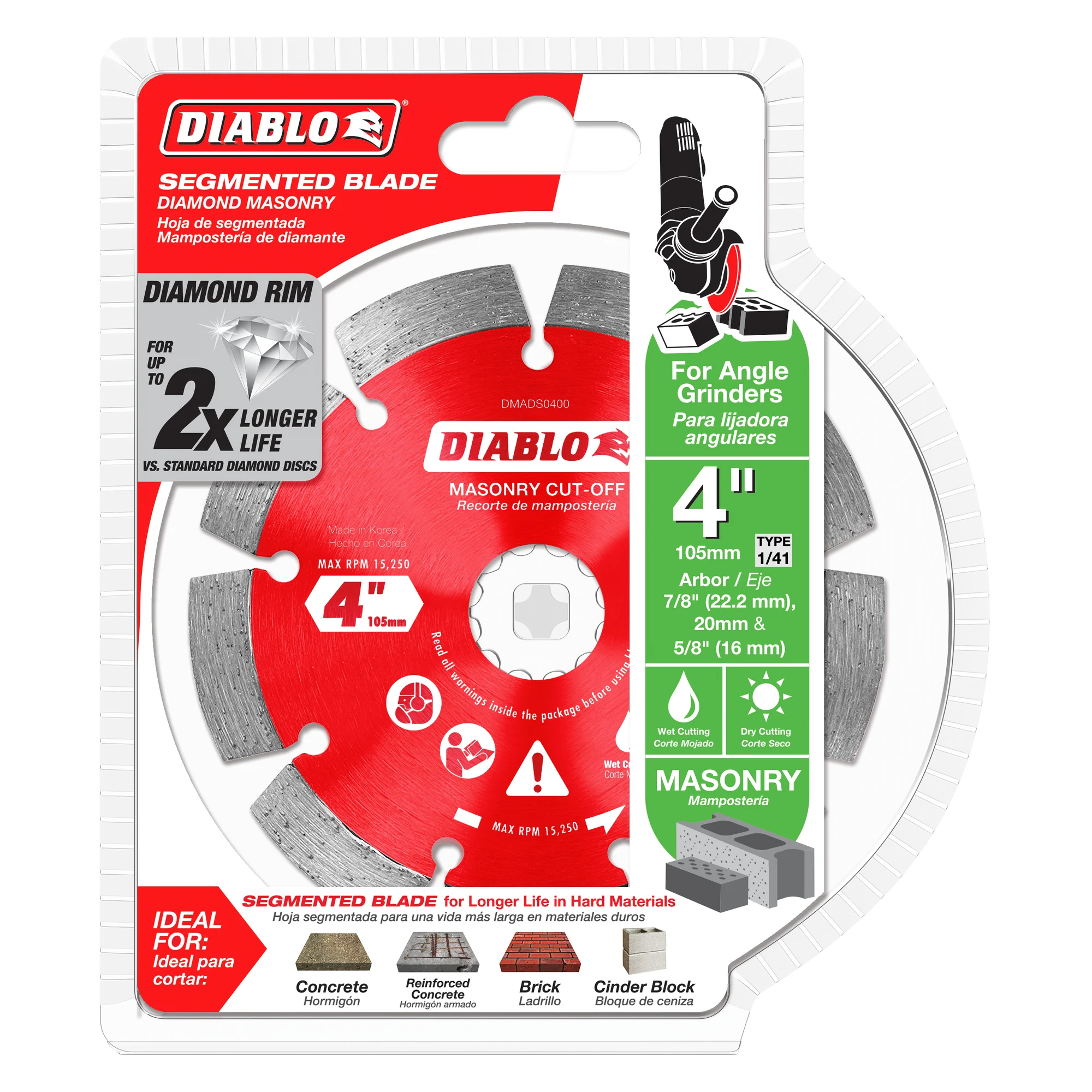 Diablo Tools DMADS0400 4" Diamond Segmented Masonry Cut-Off Blade - Edmondson Supply