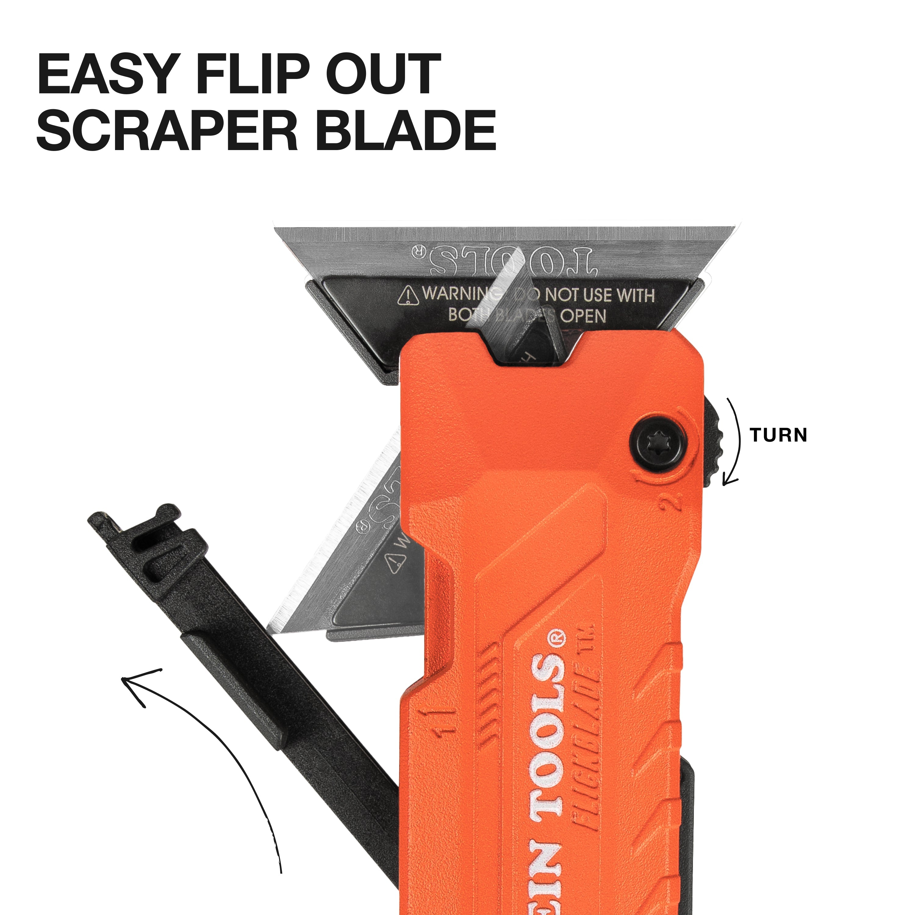 Klein Tools 44306 FLICKBLADE™ 2-in-1 Utility Knife / Scraper with Blade Storage - Edmondson Supply