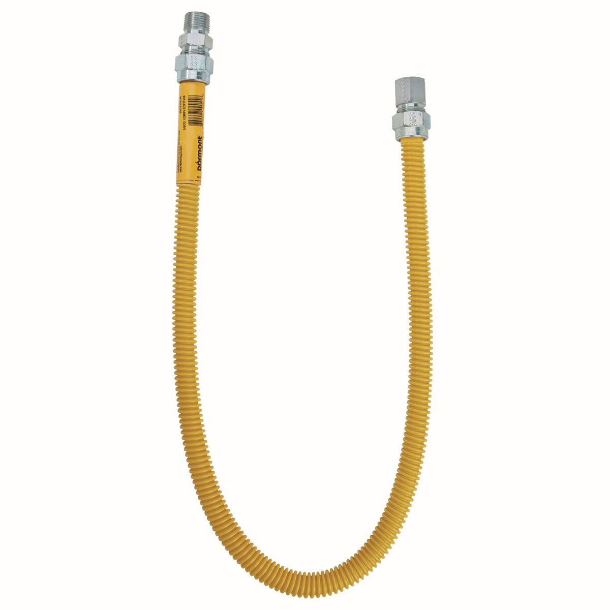 Dormont 30C-3132-24 1/2" ID (5/8" OD) SS Flexible Gas Connector, 1/2" MIP x 1/2" FIP, Antimicrobial Yellow Powder Coated - Edmondson Supply