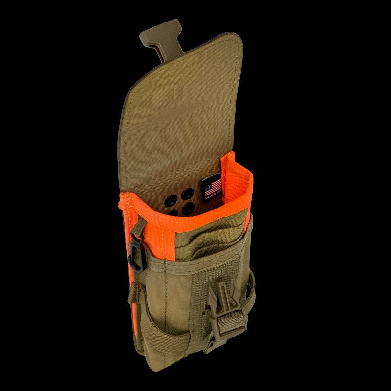 Atlas 46 Flapped Mobile Phone Pouch ROTATE/QUICK RELEASE Coyote/Orange - Edmondson Supply