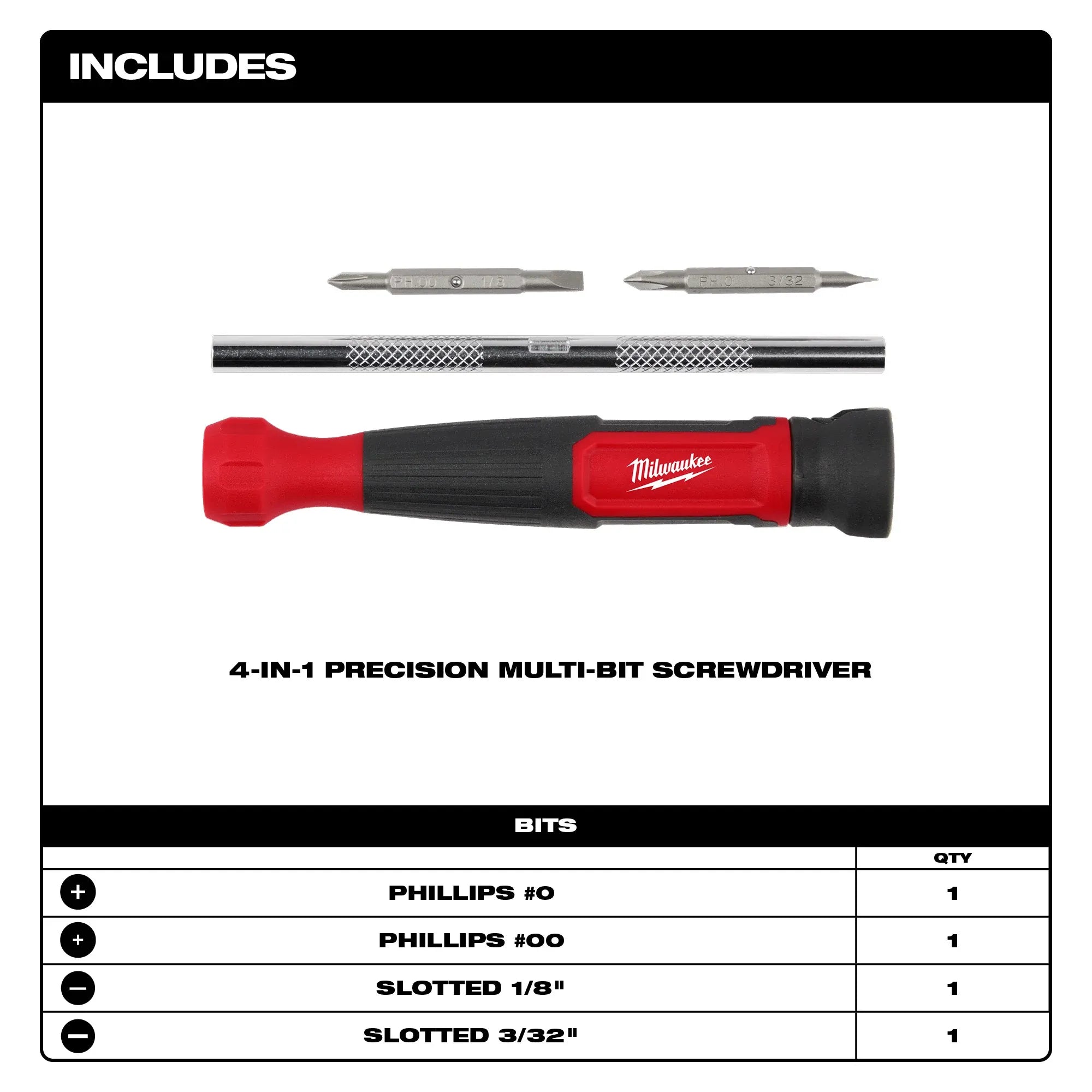 Milwaukee 48-22-2930 4-in-1 Precision Multi-Bit Screwdriver - Edmondson Supply