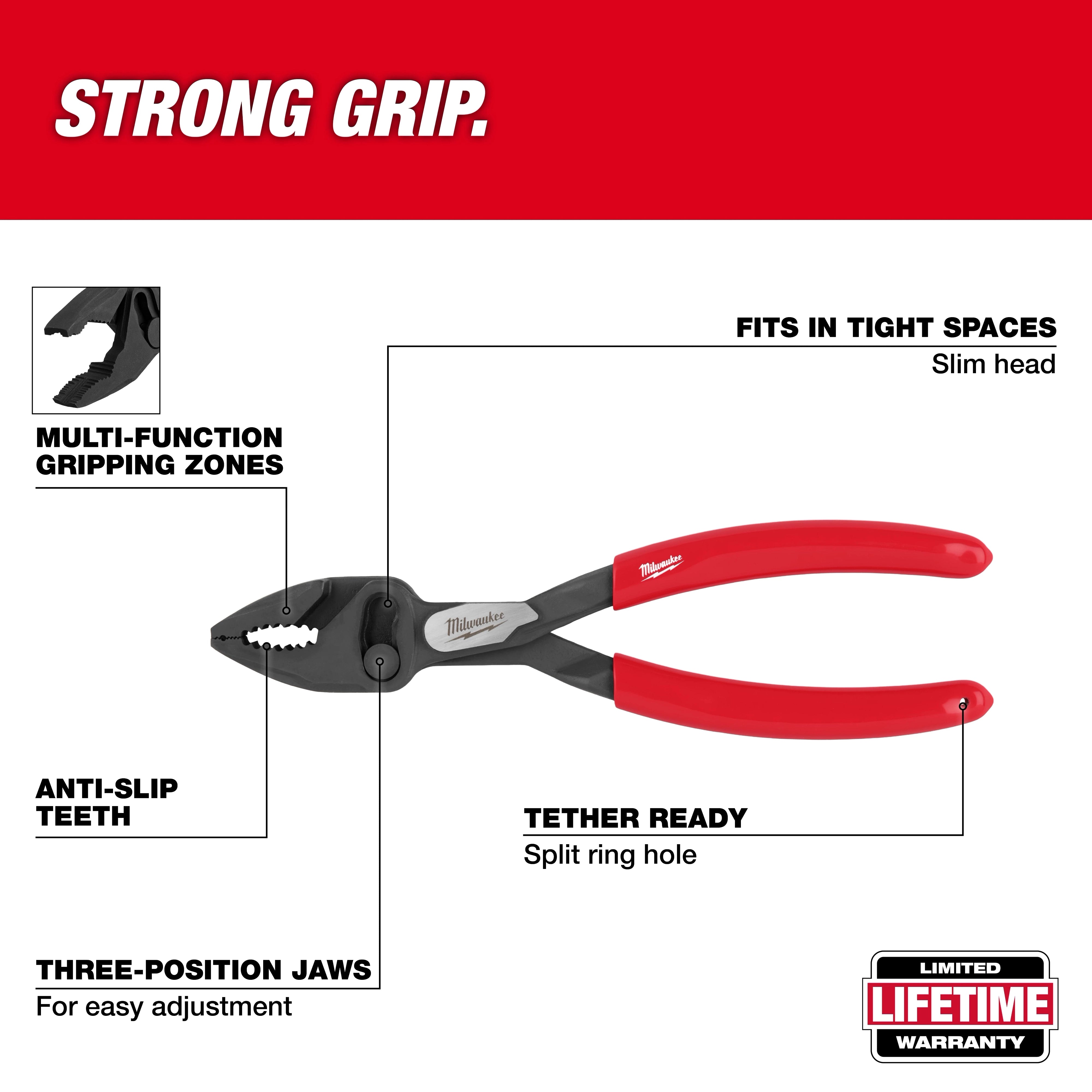 Milwaukee 48-22-6240 8" Slip Joint Pliers - Edmondson Supply