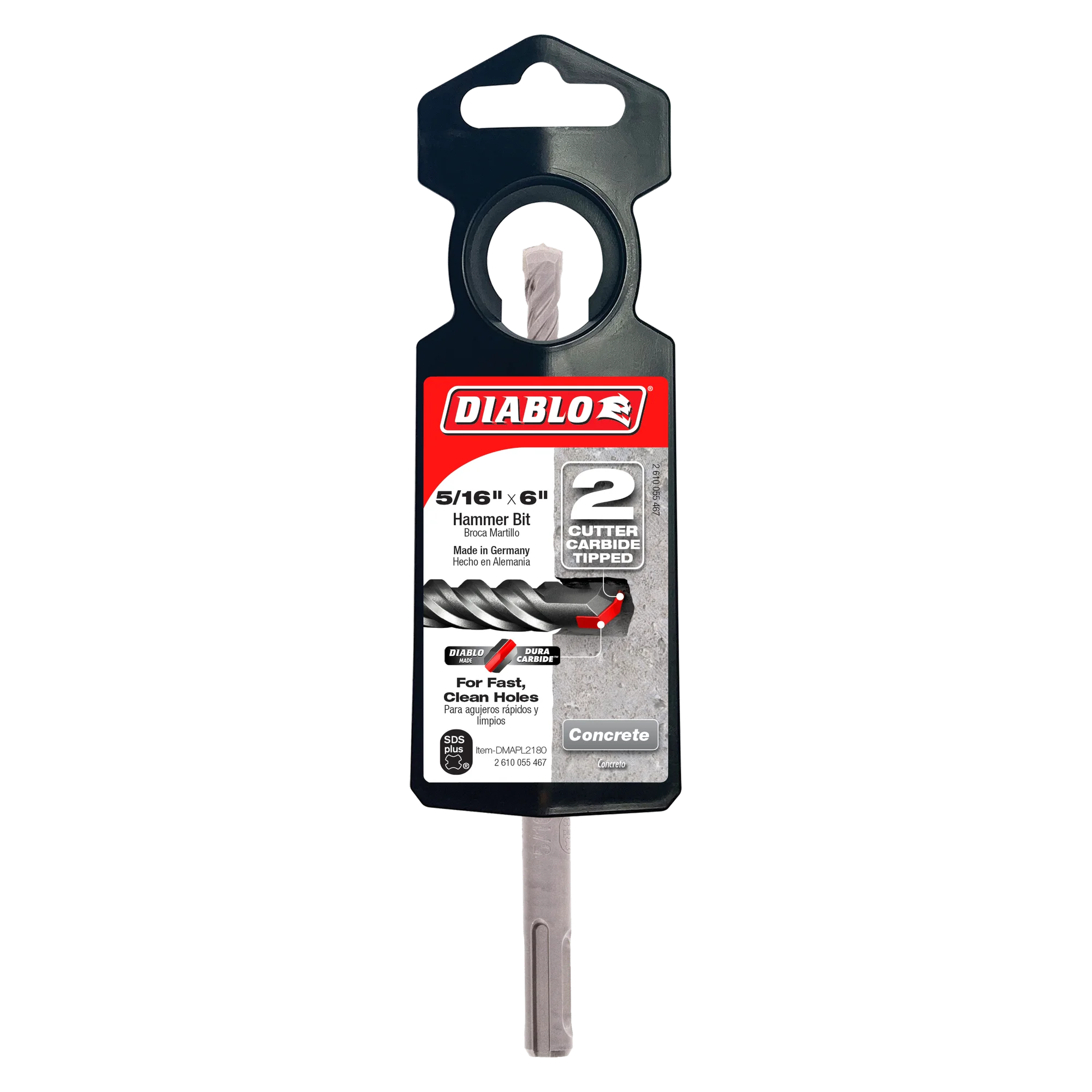 Diablo Tools DMAPL2180 5/16" x 4" x 6" SDS-Plus 2-Cutter Carbide-Tipped Hammer Drill Bit - Edmondson Supply