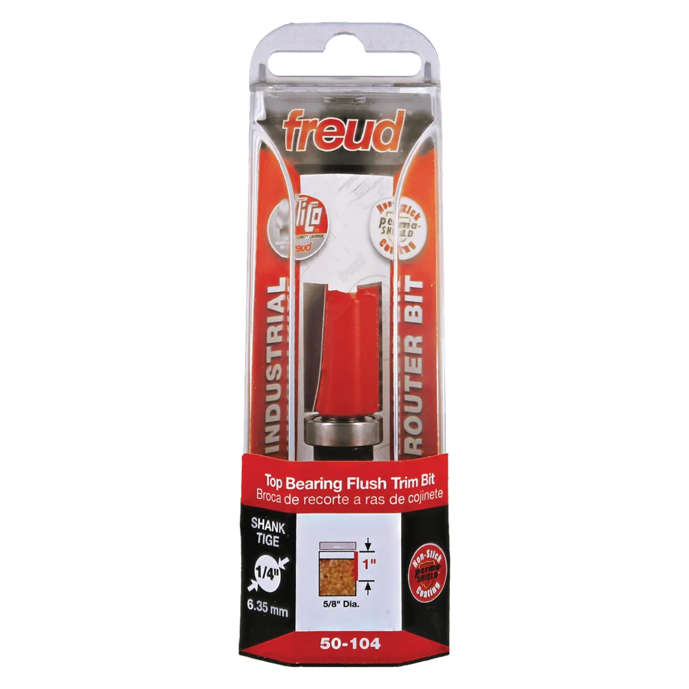 Freud 50-104 5/8" Top Bearing Flush Trim Bit (Carbide Height: 1") - Edmondson Supply