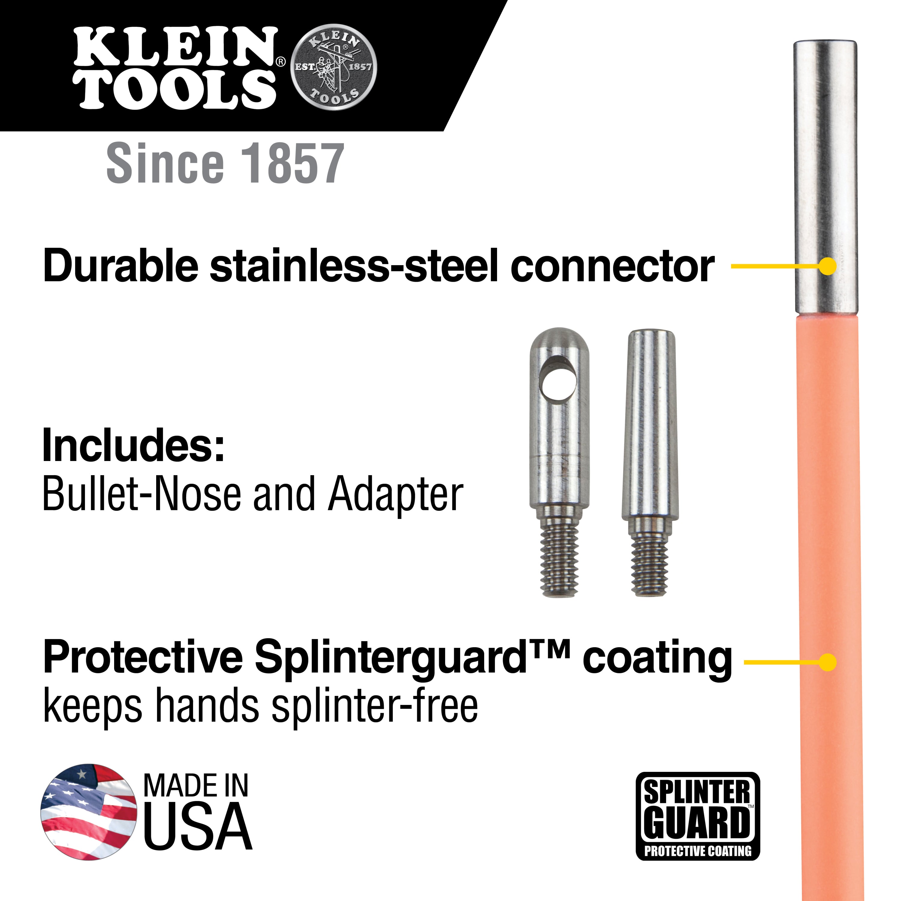 Klein Tools 50053 Lo-Flex Glow Fish Rod, 5-Foot - Edmondson Supply