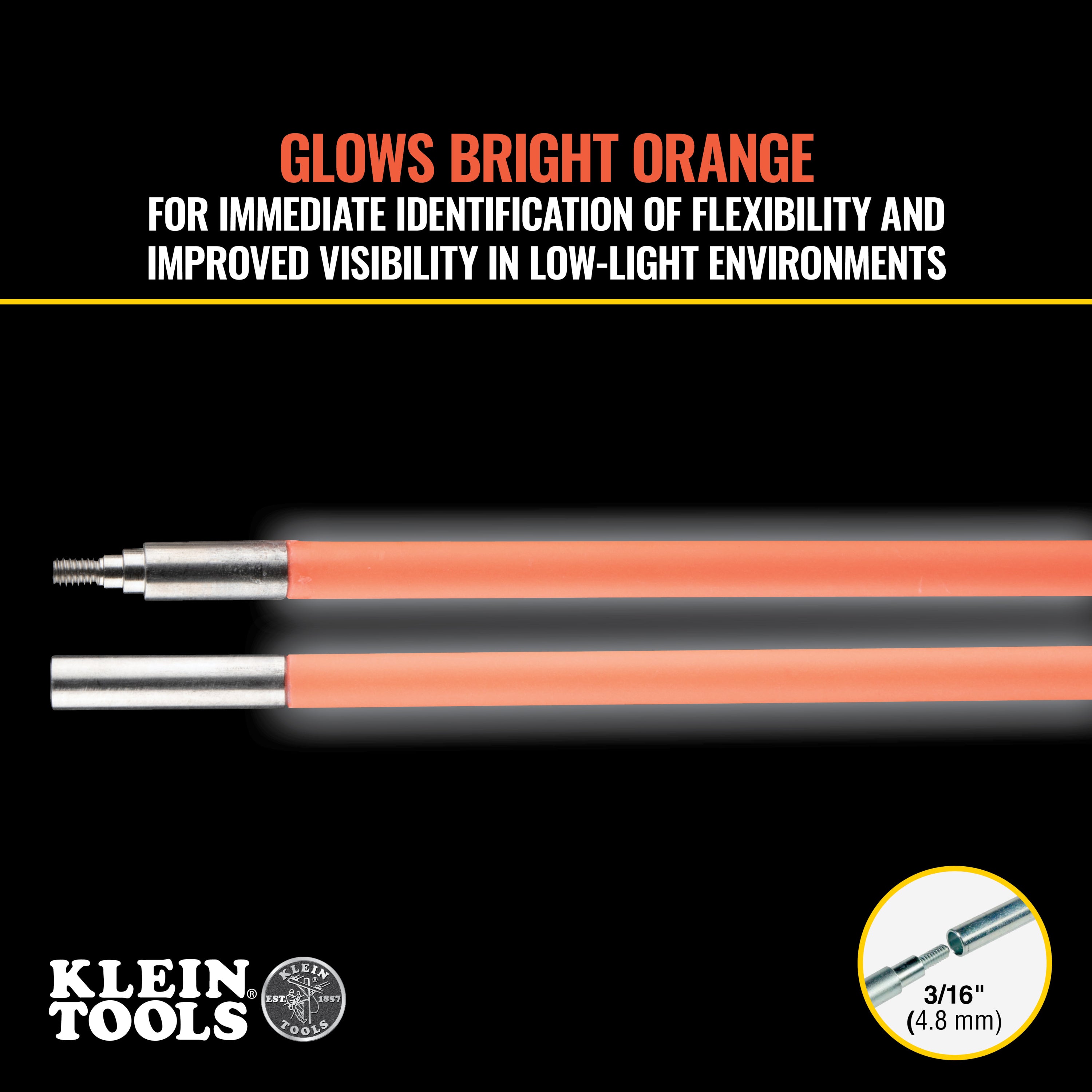 Klein Tools 50103 Lo-Flex Glow Fish Rod, 10-Foot - Edmondson Supply