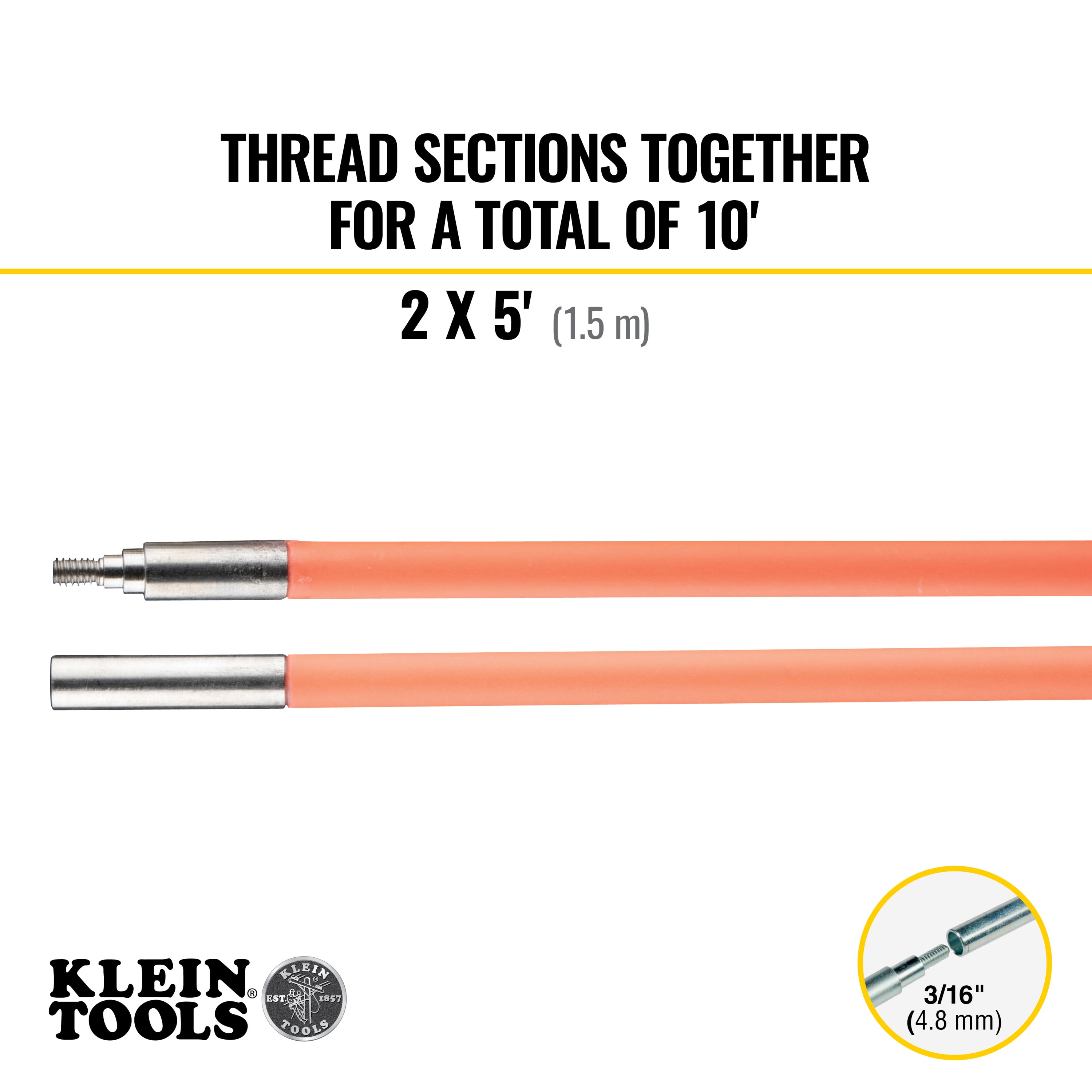 Klein Tools 50103 Lo-Flex Glow Fish Rod, 10-Foot - Edmondson Supply
