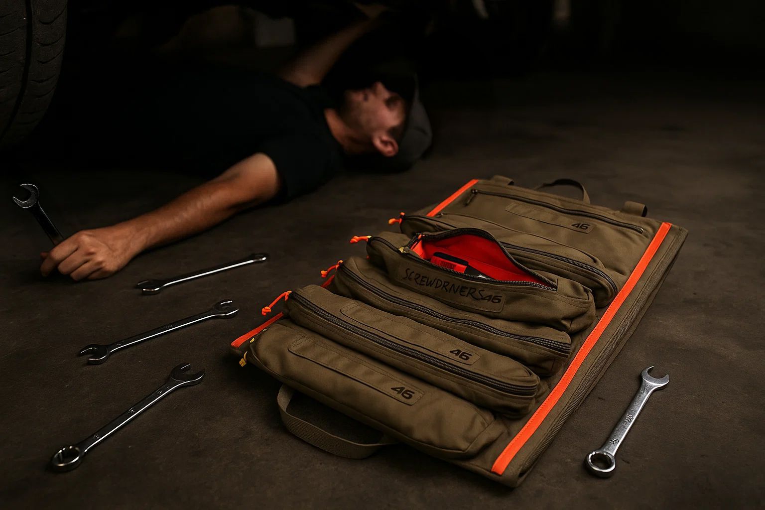 Atlas 46 Yorktown Tool Roll® SAE – Medium Size Coyote/Orange - Edmondson Supply