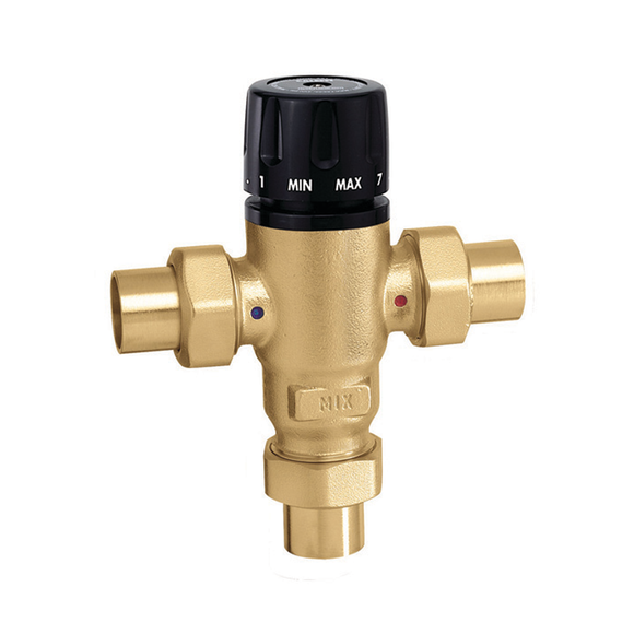 Caleffi 521509A MixCal™ 3-Way Thermostatic Mixing Valve, 3/4" Sweat - Edmondson Supply