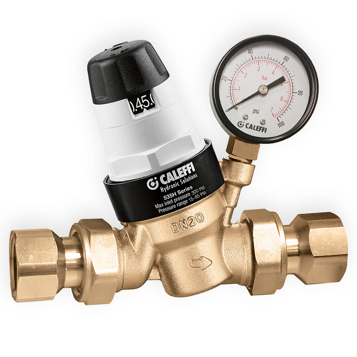 Caleffi 535351HA PresCal™ Pressure Reducing Valve, with Gauge (low lead, pre-adjustable), 3/4" FNPT - Edmondson Supply
